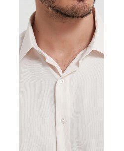 T60-21 Chemise piqué ivoire en slim fit