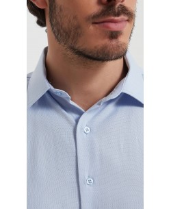 T60-06 Chemise piqué bleu ciel slim fit
