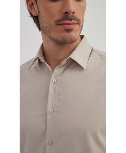 YE-284 Chemise unie coupe confort - Beige