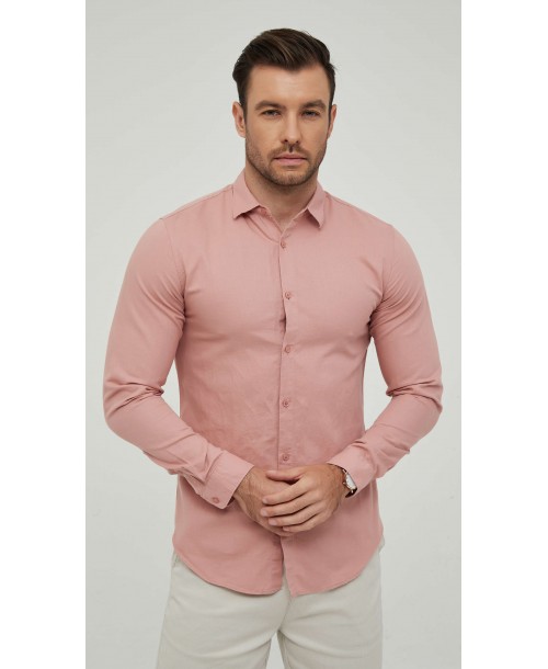 LIN-30-06 Chemise vieux rose en lin