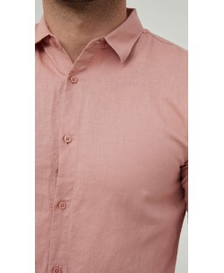 LIN-30-06 Chemise vieux rose en lin