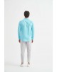 LIN-30-213 Chemise bleu turquoise en lin
