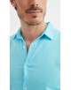 LIN-30-213 Chemise bleu turquoise en lin
