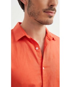 LIN-30-215 Chemise orange en lin
