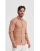 LIN-30-216 Chemise camel en lin