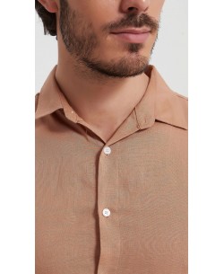 LIN-30-216 Chemise camel en lin