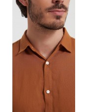 LIN-30-217 Chemise marron en lin