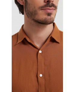 LIN-30-217 Chemise marron en lin