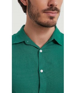 LIN-30-218 Chemise verte en lin