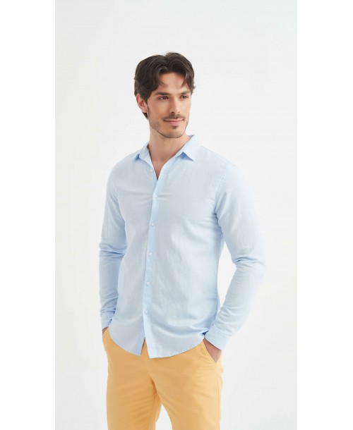 LIN-30-22 Chemise ciel en lin