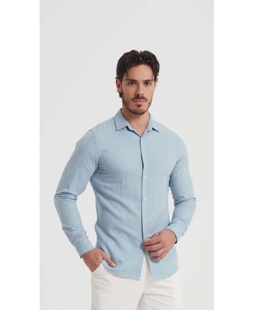 LIN-30-220 Chemise gris elephant en lin