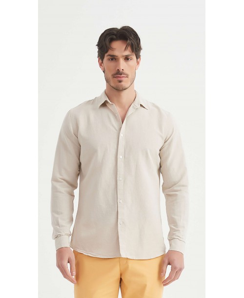 LIN-30-23 Chemise beige en lin