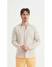 LIN-30-23 Chemise beige en lin