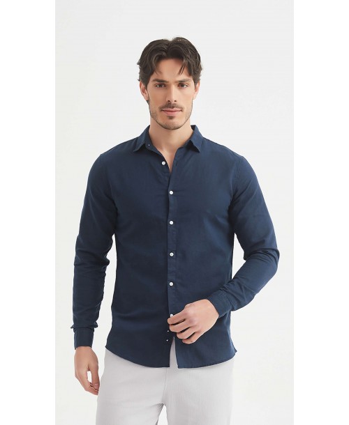 LIN-30-24 Chemise marine en lin
