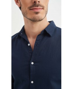 LIN-30-24 Chemise marine en lin