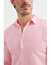 LIN-30-25 Chemise rose en lin