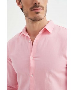 LIN-30-25 Chemise rose en lin