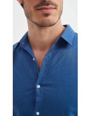 LIN-30-28 Chemise bleu en lin
