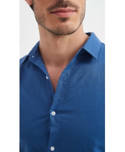 LIN-30-28 Chemise bleu en lin