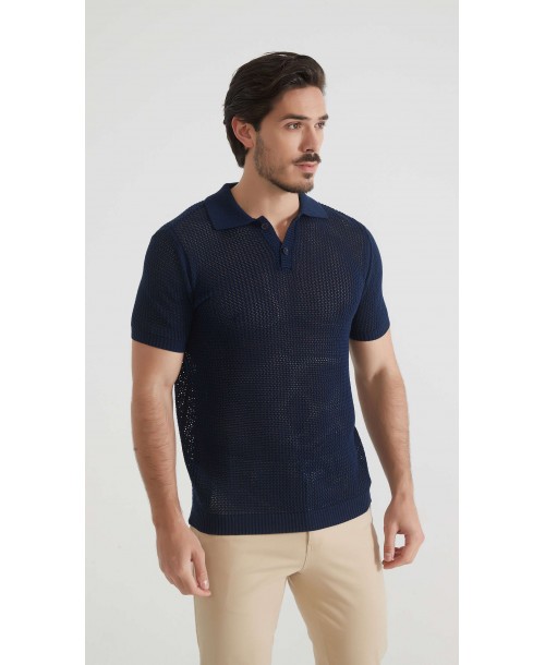 PC-8012-2 Polo 100% coton en maille - Marine