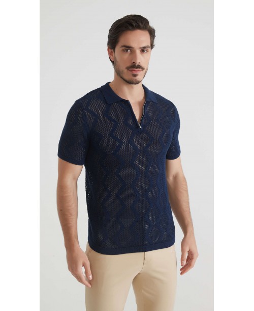 PC-8013-2 Polo 100% coton en maille - Marine