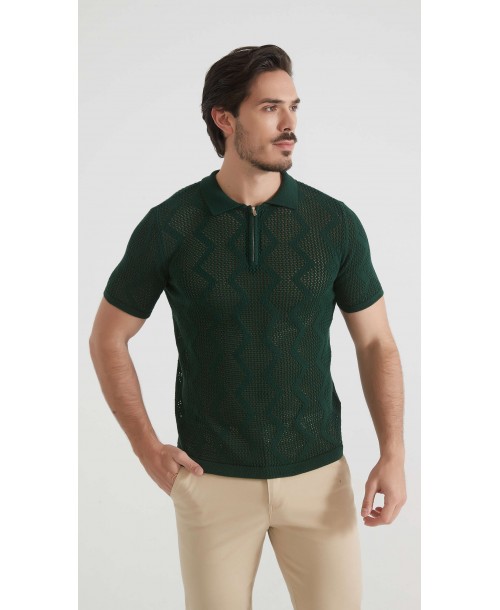 PC-8013-3 Polo 100% coton en maille - Vert kaki