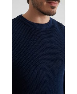 PL-8019-02 Pull col rond 100% coton - Marine