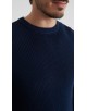 PL-8019-02 Pull col rond 100% coton - Marine