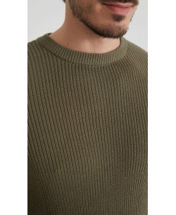 PL-8019-03 Pull col rond 100% coton - Vert