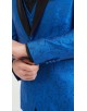 COS-S083 Costume col châle 3 pcs STRETCH en bleu à motif  (T46 à T58)