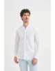 LIN-60-21 Chemise blanche col mao en lin