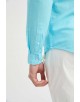 LIN-60-213 Chemise turquoise col mao en lin