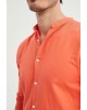 LIN-60-215 Chemise orange col mao en lin à coupe ajustée