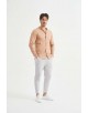 LIN-60-216 Chemise camel col mao en lin