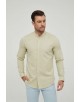 LIN-60-219 Chemise jaune col mao en lin