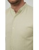 LIN-60-219 Chemise jaune col mao en lin
