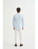 LIN-60-22 Chemise bleu ciel col mao en lin