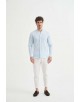 LIN-60-22 Chemise bleu ciel col mao en lin