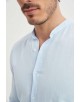 LIN-60-22 Chemise bleu ciel col mao en lin