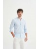 LIN-60-22 Chemise bleu ciel col mao en lin