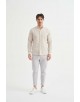 LIN-60-23 Chemise beige col mao en lin
