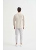 LIN-60-23 Chemise beige col mao en lin