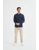LIN-60-24 Chemise marine col mao en lin