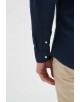 LIN-60-24 Chemise marine col mao en lin