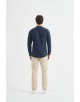 LIN-60-24 Chemise marine col mao en lin