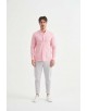 LIN-60-25 Chemise rose col mao en lin