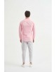 LIN-60-25 Chemise rose col mao en lin