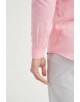 LIN-60-25 Chemise rose col mao en lin