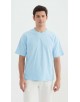 S319-05 T-shirt coton épais Oversize Bleu ciel