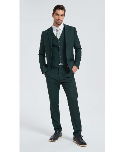 COS-H032V  Costume 3 pcs (T46 à T58) - Vert bouteille